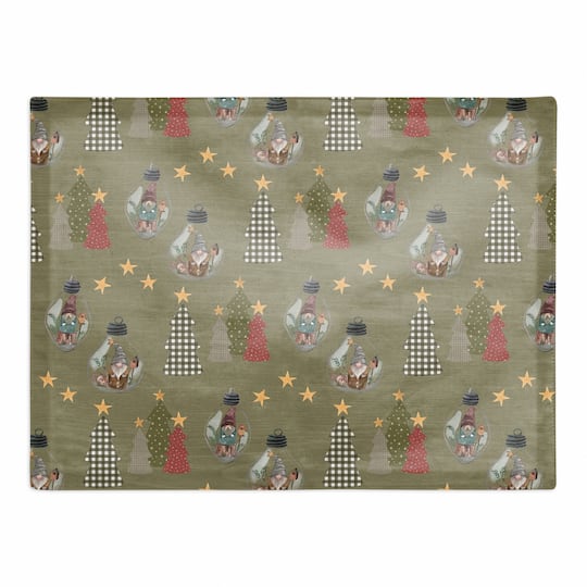 Tree & Globe Pattern Cotton Twill Placemat